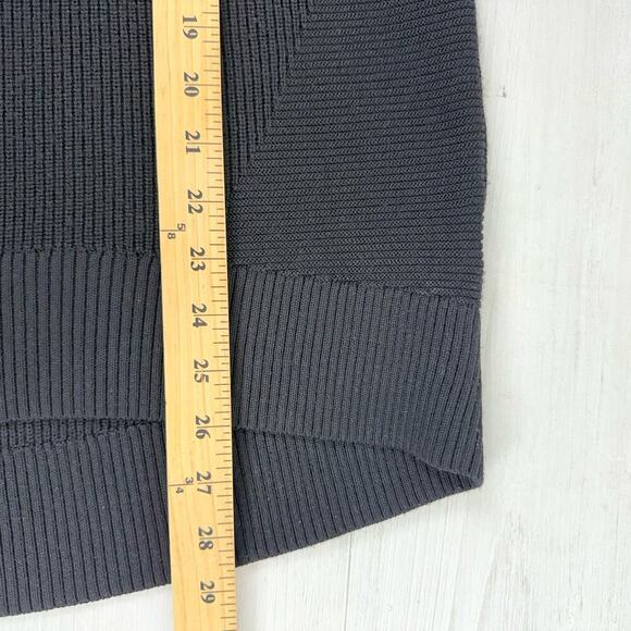 Athleta Women L Hanover V-Neck Merino Wool Blend Sweater Black Washable Slouchy - Picture 14 of 16